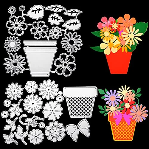 2 Sets 3D Flower Leaf Metal Die Cuts for Card Making,Rich Style