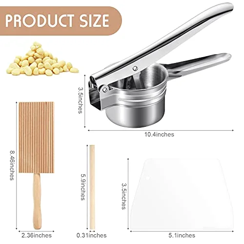 Potato Ricer Set, 3 Discs, Gnocchi Board, Rolling Pin, Pasta Tools view 2