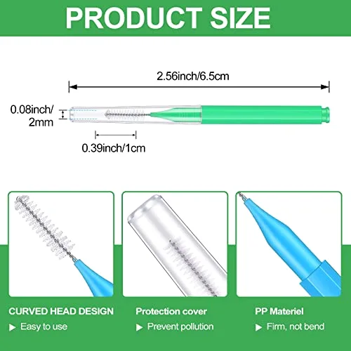80 Pieces Multicolored Braces Brush for Cleaner Interdental Brush Toothpick Dental Tooth Flossing Head Oral Dental Hygiene Flosser Tooth Cleaning Tool Kit, 8 Colors view 2