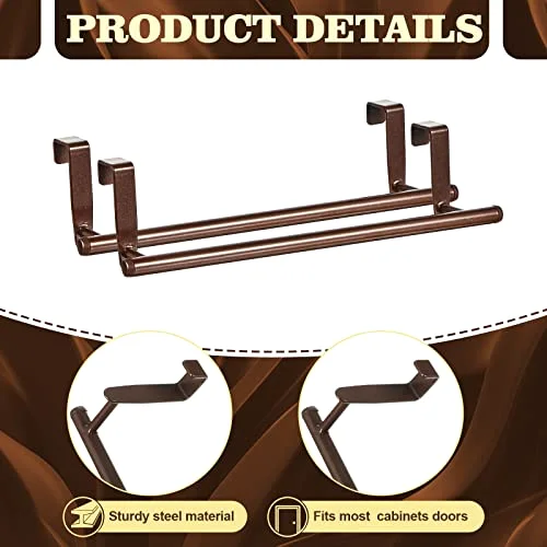 2 Pack Over Cabinet Towel Holder, Stainless Steel Towel Rack for Cabinet, 9 Inch for Home Kitchen Bathroom Doors view 3