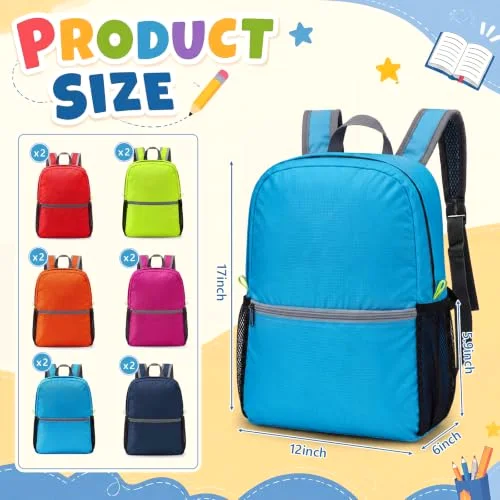 12 Pcs 17" Backpacks in Bulk for School Kids Colorful Bookbags Lightweight Back Pack for Girls Boys Outdoor Travel view 2