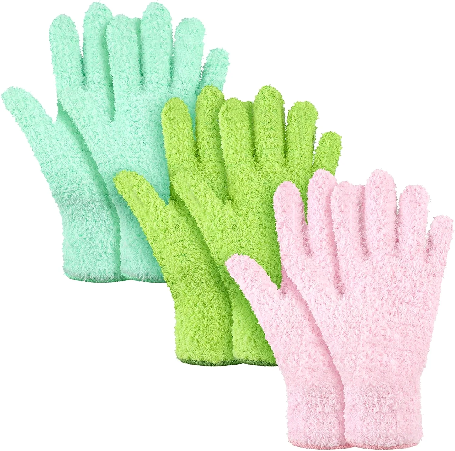 3 Pairs Microfiber Dusting Gloves for Plants Leaf, Medium