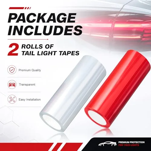 2 Rolls Tail Light Tape 13.12 Ft X 3.74 Inches, Red, Clear view 3