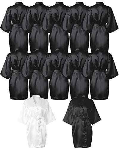12 Pcs Bridesmaids Robes for Women Silk Satin Kimono Short Robe Bulk Bridal Party Wedding Sleepwear