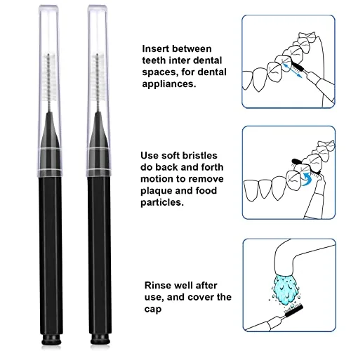 100 Pcs Braces Dental Brushes,Black,Elegant Size view 3