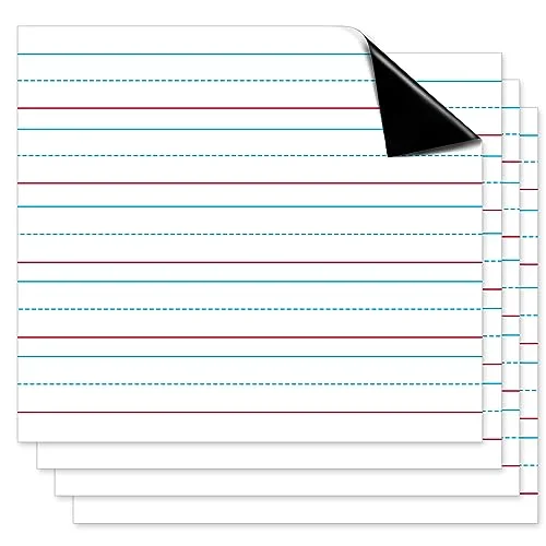 4 Pcs Back to School Jumbo Magnetic Notebook Paper Large Magnetic Handwriting Lined 22 x 17 Inch Dry Erase Sentence Strips for Whiteboard Accessories Dry Erase Notebook for Teacher