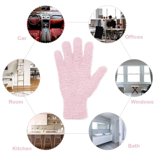 2 Pairs Microfiber Gloves for Plants,Pink, Rose Red,Large view 3