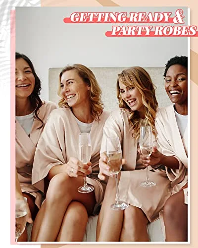 12 Pcs Bridesmaids Robes for Women Silk Satin Kimono Short Robe Bulk Bridal Party Wedding Sleepwear view 4