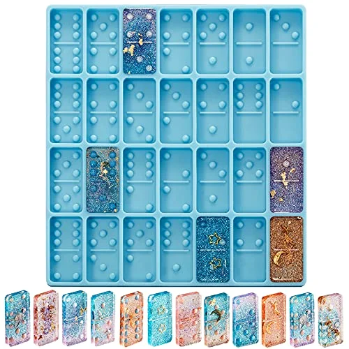 Domino Molds for Epoxy Resin Domino Resin Molds Silicone Dominoes Mold Candy Clay Chocolate Mold 28 Cavities Silicone Mould DIY Pendant Cake Jewelry Making Tool