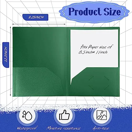 50 Pcs Plastic Folders with 2 Pockets Letter Size Folder,Multi Colors view 2