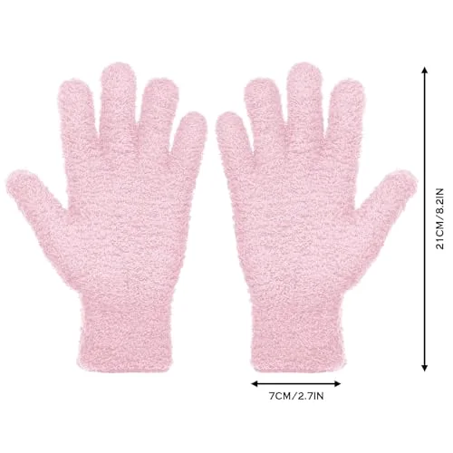 2 Pairs Microfiber Gloves for Plants,Pink, Rose Red,Large view 2