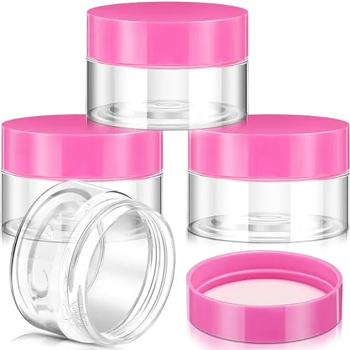 4 Pcs Plastic Jars Wide Mouth with Lids,1 Ounce,Pink