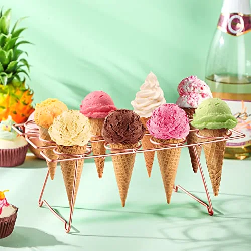 2 Pack Ice Cream Cone Baking Racks 12-cavity Cupcake Cone Holders Cupcakes Display Stands Cooling Racks for Home Kitchen Baking Cooking Ice Cream Tools Supplies view 4