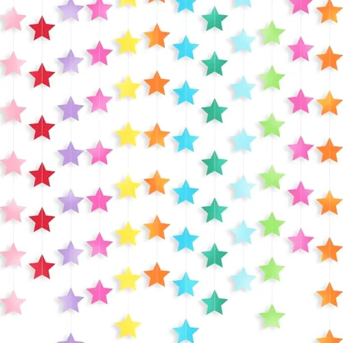 130 ft Star Garland Banner Decor,Rainbow