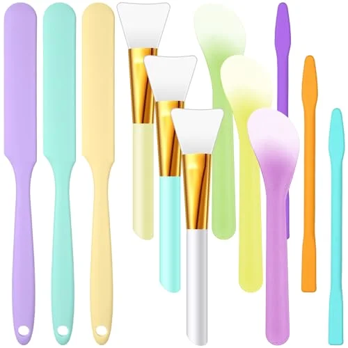 12 Pcs Silicone Stir Sticks Kit, Silicone Epoxy Brushes, Stir Tool Sticks, Mixing Spoon, Scraper DIY Crafts Tools for Resin Epoxy Liquid Paint