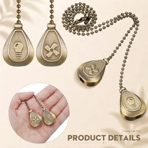 8 Pcs Antique Bronze Ceiling Fan Pull Chain Extension Pendant Ornament 12 Inch Ceiling Pull Chain Extender Classic Drop Shaped Pendant Beaded Ball Cord for Fan Light Lamp with Connector view 2