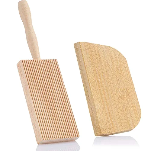 8 Inch Gnocchi Board Wood Pasta Making Board with Dough Scraper