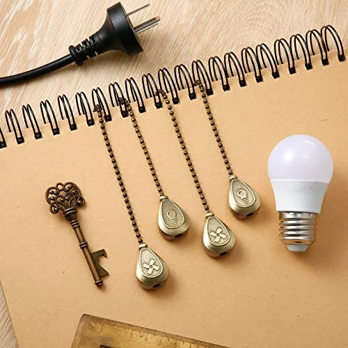 8 Pcs Antique Bronze Ceiling Fan Pull Chain Extension Pendant Ornament 12 Inch Ceiling Pull Chain Extender Classic Drop Shaped Pendant Beaded Ball Cord for Fan Light Lamp with Connector view 3