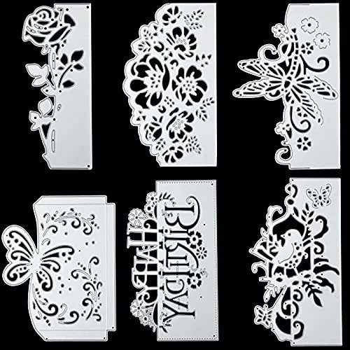 6 Pcs Metal Cutting Dies Flower Butterfly Bird Card Making Dies