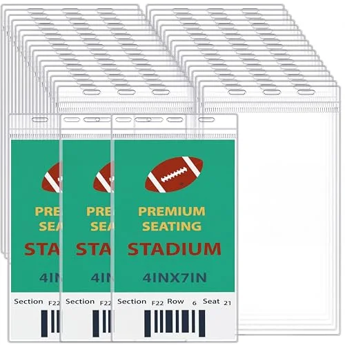 100 Pcs 4 x 7 Inch Plastic Badge Holder Bulk Clear Vinyl ID Protector Sleeves Card Ticket Credential Badge Sleeves Vertical Waterproof Name Tag Holder for Sporting Events