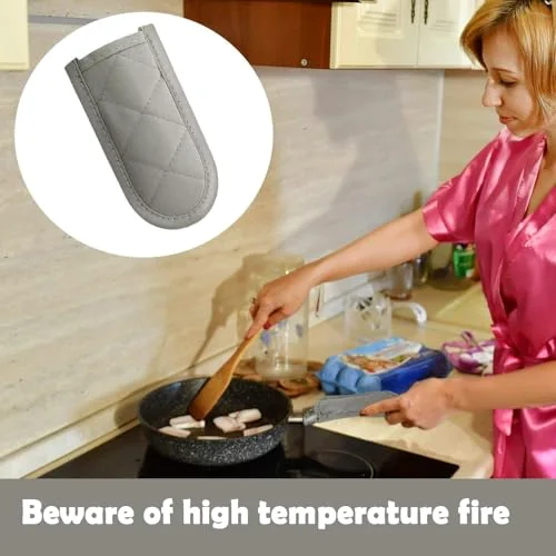 4 Pcs Pot Handle Covers Heat Resistant Cast Iron,Black,Grey view 2