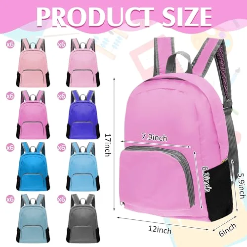 48 Pcs 17" Backpacks in Bulk for School Kids Wholesale Bookbags Lightweight Back Pack for Girls Boys Outdoor Travel view 2