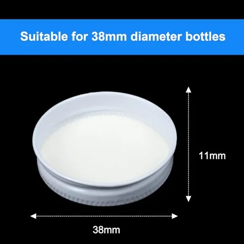 72 Pieces 38 mm White Growler Caps Lids, Tinplate Metal Screw Caps with White Filling Glue Fits for Most 1/2 and 1 Gallon Jugs view 2