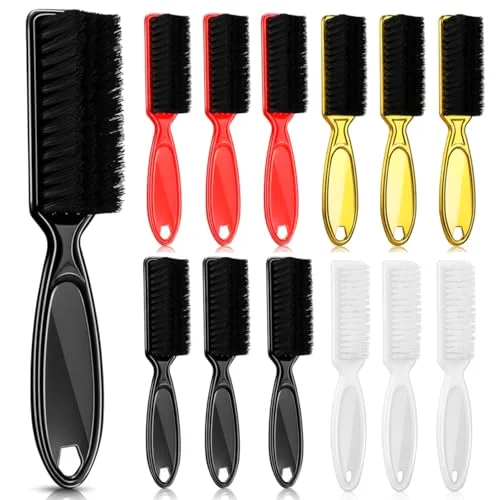 12 Pcs Nail Clipper Brush for Barber Fade,Red, Black, Gold, White
