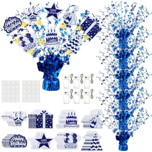 6 Pcs Blue Birthday Table Foil Spray Centerpiece Party Decoration