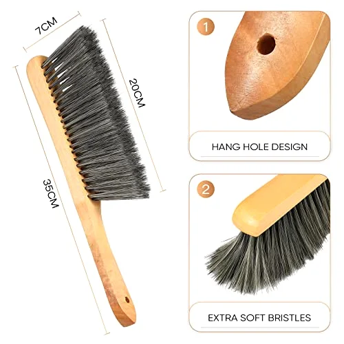 2 Pcs Wooden Bench Brushes Fireplace Brush, Gray view 2