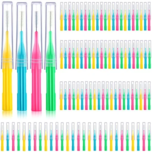 100 Interdental Brush Set, Light Blue, Pink, Yellow, Light Green