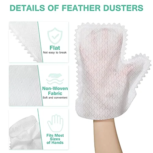 60 Pieces White Microfiber Dusting Gloves Artisan Dusting Mitt Microfiber Cloth Replaces Dust Wipes Feather Dusters for Locks in Dust Pet Hair Sensitive Cleaning Possible Dual-Sided Disposable view 3