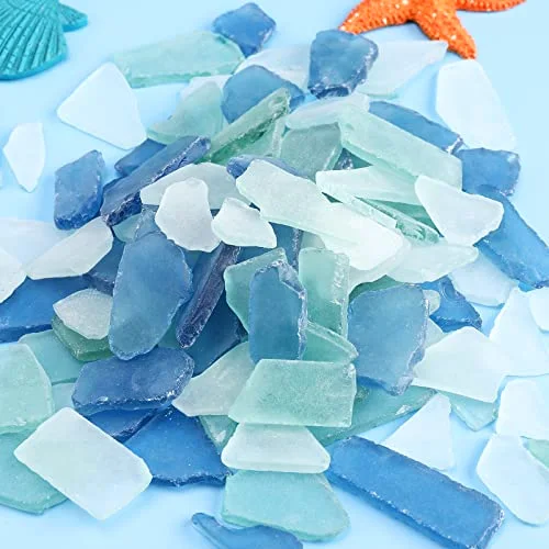 48 oz Cobalt Blue Sea Glass Bulk Tumbled Crushed Vase Filler Frosted Seaglass Pieces for Beach Wedding Party Decor Home Decor Aquarium Ornament DIY Craft Supplies