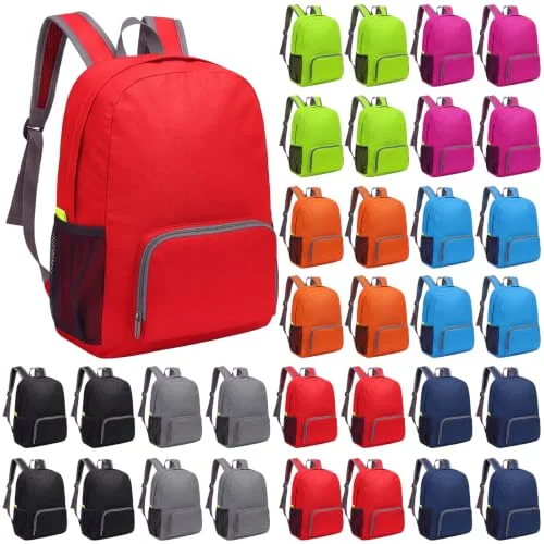 48 Pcs 17" Backpacks in Bulk for School Kids Wholesale Bookbags Lightweight Back Pack for Girls Boys Outdoor Travel