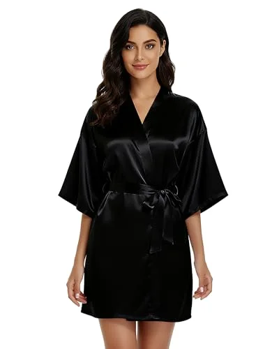 1 Pcs Bridesmaids Robes for Women Silk Satin Kimono Short Robe Bulk Bridal Party Wedding Sleepwear