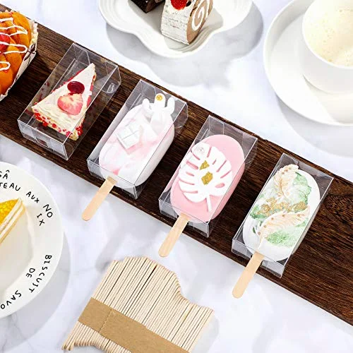 75 Pcs Cakesicle Boxes with Wooden Sticks for Summer Party Favor