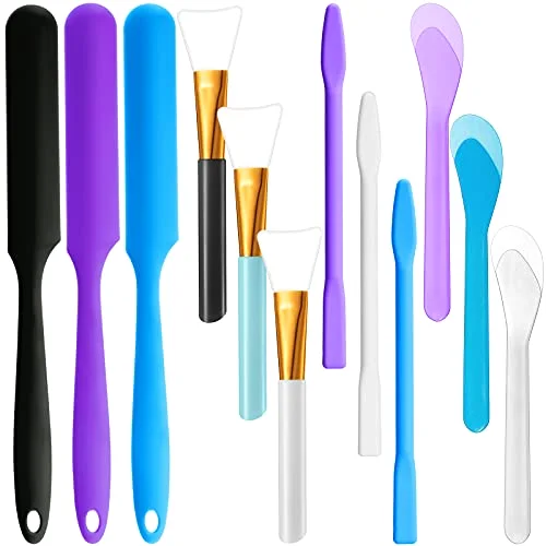 12 Pcs Silicone Stir Sticks Kit, Silicone Epoxy Brushes, Stir Tool Sticks, Mixing Spoon, Scraper DIY Crafts Tools for Resin Epoxy Liquid Paint