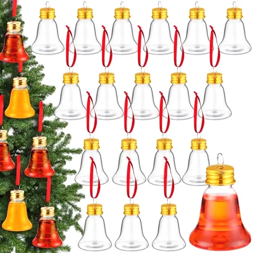 18 Pcs Christmas Drink Balls Clear Shot Glass Ornaments Xmas Tree Fillable Ornaments Plastic Xmas Water Bottle Bulbs for Holiday Party Decorations