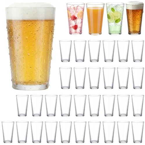 36 Pack Pint Beer Glasses Set Pint Glasses Drinking for Beverages, Juice, Cocktail, Highball Drinking Tumbler Glass for Home Dining, Bars, Pubs and Party & Dishwasher Safe