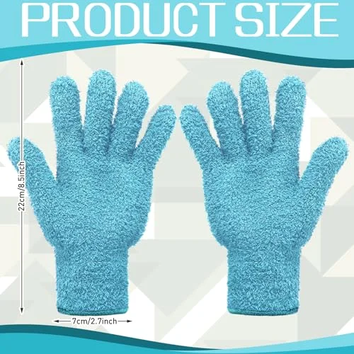 2 Pairs Microfiber Gloves for Plants,Light Blue, Violet,Large view 2