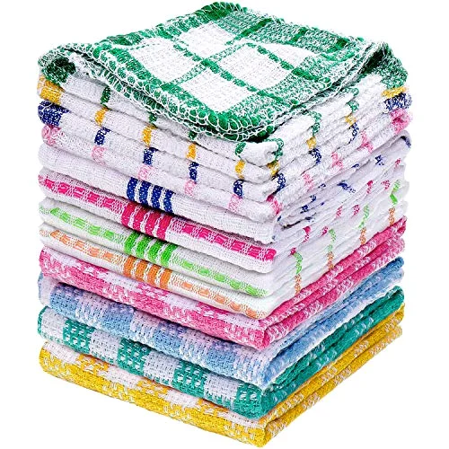 12 Kitchen Dish Rags,Bright Color,13.8'' X 13.8'', 11.8 X 11.8''