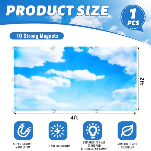 4x2 Feet Light Covers for Classroom, Magnetic,Cloud view 2