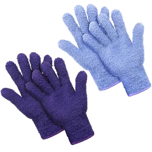 2 Pairs Microfiber Gloves for Plants,Dark Purple, Violet,Large