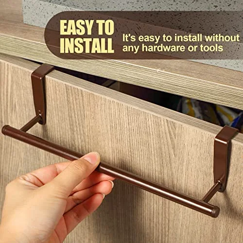 2 Pack Over Cabinet Towel Holder, Stainless Steel Towel Rack for Cabinet, 9 Inch for Home Kitchen Bathroom Doors view 4