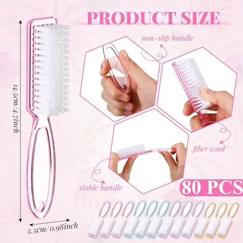 200 Pcs Nail Brushes for Cleaning, Fingernail Hand Toes,Transparent view 3