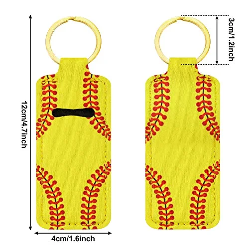 20 Pcs Softball Lipstick Holder Keychain Lip Balm Lip Gloss Holder Clip-on Sleeve Pouch Gift for Team Women Travel view 2
