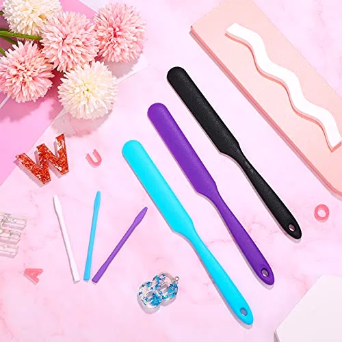 12 Pcs Silicone Stir Sticks Kit, Silicone Epoxy Brushes, Stir Tool Sticks, Mixing Spoon, Scraper DIY Crafts Tools for Resin Epoxy Liquid Paint view 4