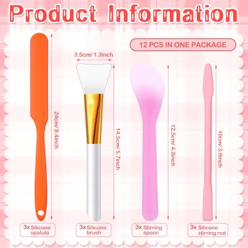 12 Pcs Silicone Stir Sticks Kit, Silicone Epoxy Brushes, Stir Tool Sticks, Mixing Spoon, Scraper DIY Crafts Tools for Resin Epoxy Liquid Paint view 2
