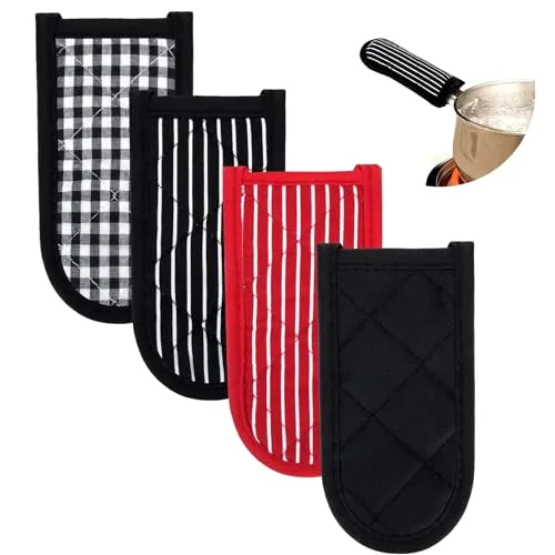 4 Pcs Pot Handle Covers Heat Resistant Cast Iron,Black,red