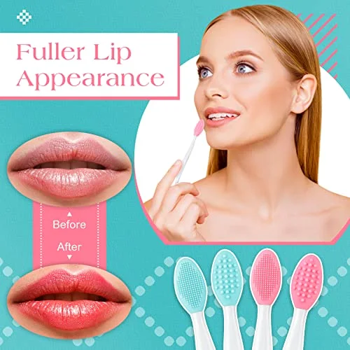 24 Pcs Silicone Lip Scrub Brush with Container,Pink, Green view 2